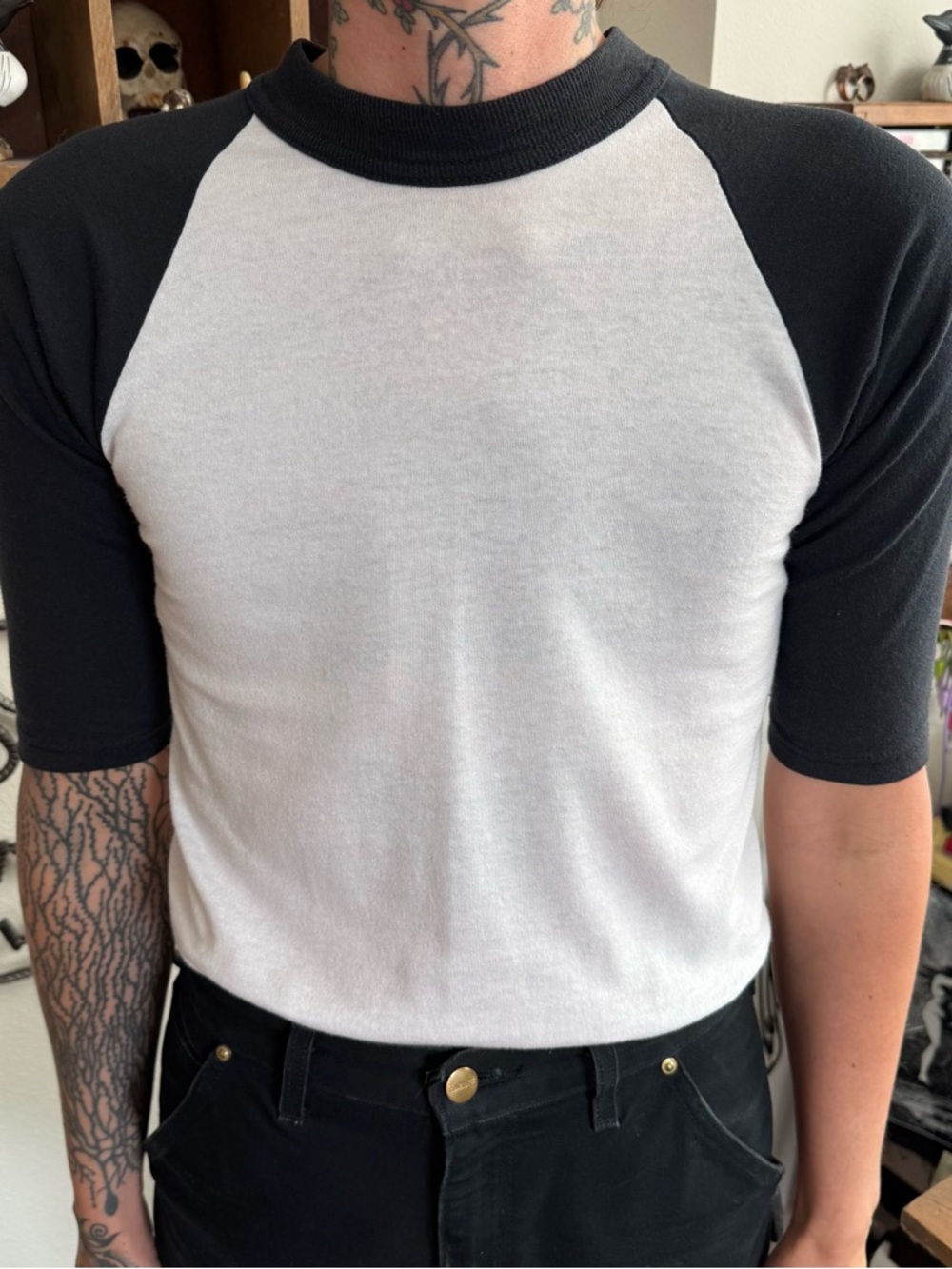 Vintage 2000s Black and White Baseball Tee Soffe ~ Size XS